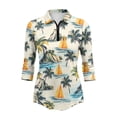 thumbnail image 2 of Uorisanigo Palm Tree Women's Golf Shirt Versatile 3/4 Roll Sleeve Women's Dry-Fit Golf Polo Shirts with 1/4 Zipper Fashionable Athletic Tops Relaxed Workout Sports Pullover Size L, 2 of 7