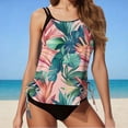 thumbnail image 2 of Tnhcen Women's Summer Bikini Swimsuit Floral Print Built - in Bra No Underwire Adjustable Drawstring Tankini Set Plus Size S - 2XL, 2 of 6