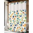 thumbnail image 4 of Colorful Leaf No Hook Shower Curtain Waterproof, Bathroom Curtains with Snap in Liners and See Through Top Window, Spring Summer Botanical Vintage Hotel Style Bathtub Curtains Shower 48"Wx72"L, 4 of 8