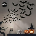 thumbnail image 4 of 60PCS Halloween Party Supplies PVC 3D Decoration Realistic Horror Bat Wall Decal Wall Sticker, DIY Halloween Decoration Home Interior Window Decoration Set (Balck), 4 of 5