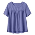 thumbnail image 4 of Ulitacool T Shirts For Women Short Sleeve Round Neck Solid Color Tops Charm Clothing 3Xl Purple, 4 of 4