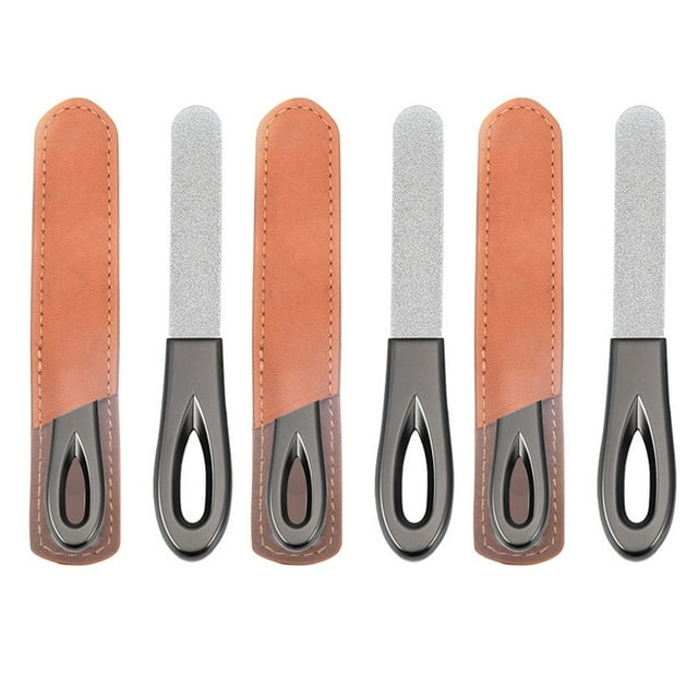 Bamboohart 3 Pcs Stainless Steel Nail Files Non Slip Handle Grit Fingernail File Metal Nail File Emery Boards for Natural Nails