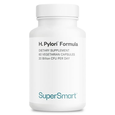 SuperSmart H. Pylori Formula - 20 Billion CFU Probiotic Supplement - Lactobacillus Reuteri (Pylopass) | Non-GMO, Gluten-Free, Vegan - 60 Vegetarian Capsules