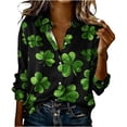 thumbnail image 3 of TaTaai Ladies Fashion St. Patrick's Day Long Sleeve Shirt Printed Round Neck Casual Blouse Lightweight Soft Polyester Top for Daily Party Work Vacation All Seasons Wear Gift, 3 of 5