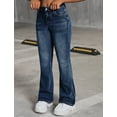 thumbnail image 5 of OYYN Girls High Waisted Wash Flare Jeans, Vintage 90s Stretch High Rise Bootcut Denim Pants for Back to School, 5 of 6