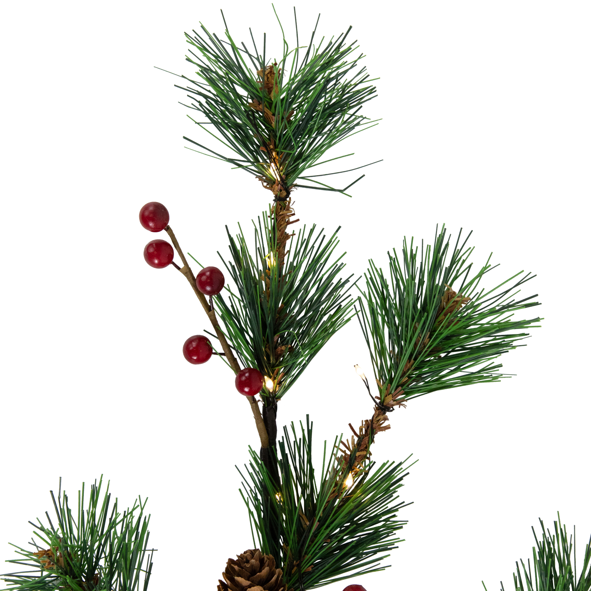 Northlight Lighted Berry and Pinecone Christmas Pine Spray - 29" - Warm White