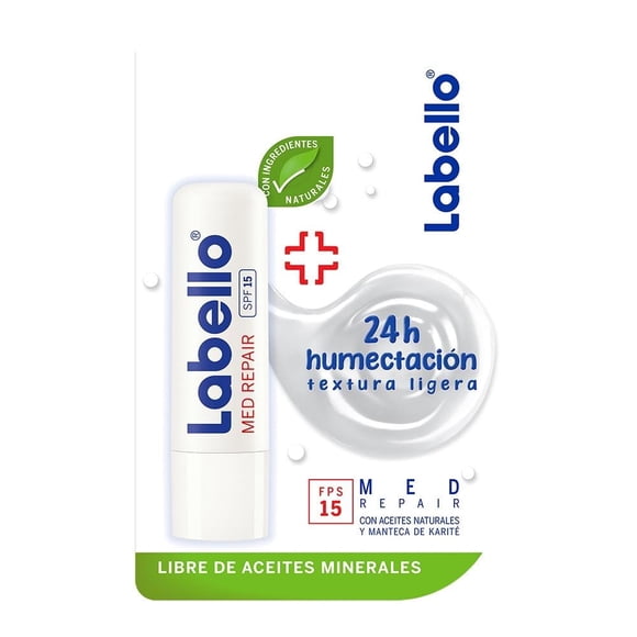 Bálsamo labial Labello med repair FPS 15 textura ligera 4.8 g