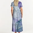 thumbnail image 4 of Robe d'Été pour Femmes 2024 Mode Grande Taille Décontractée Manches Courtes Col Rond Robe Décontractée Fluide à Étages Maxi Robe de Plage avec Poches Robe Imprimée 50 % de Réduction!, 4 of 7
