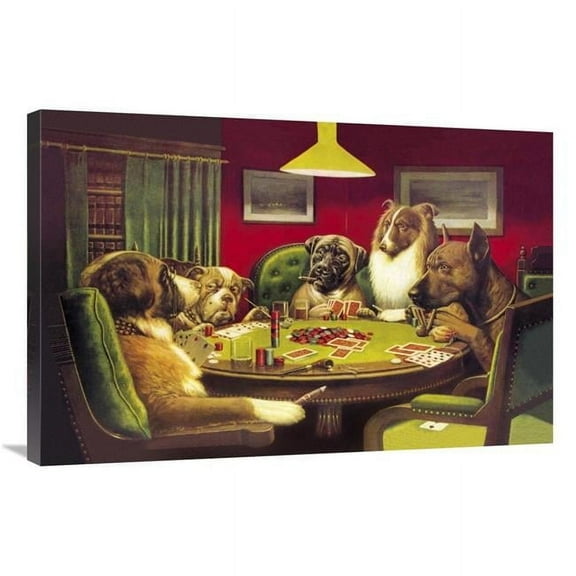 24 x 36 in. Poker Dogs- A Bold Bluff, 1903 Art Print - C.M. Coolidge