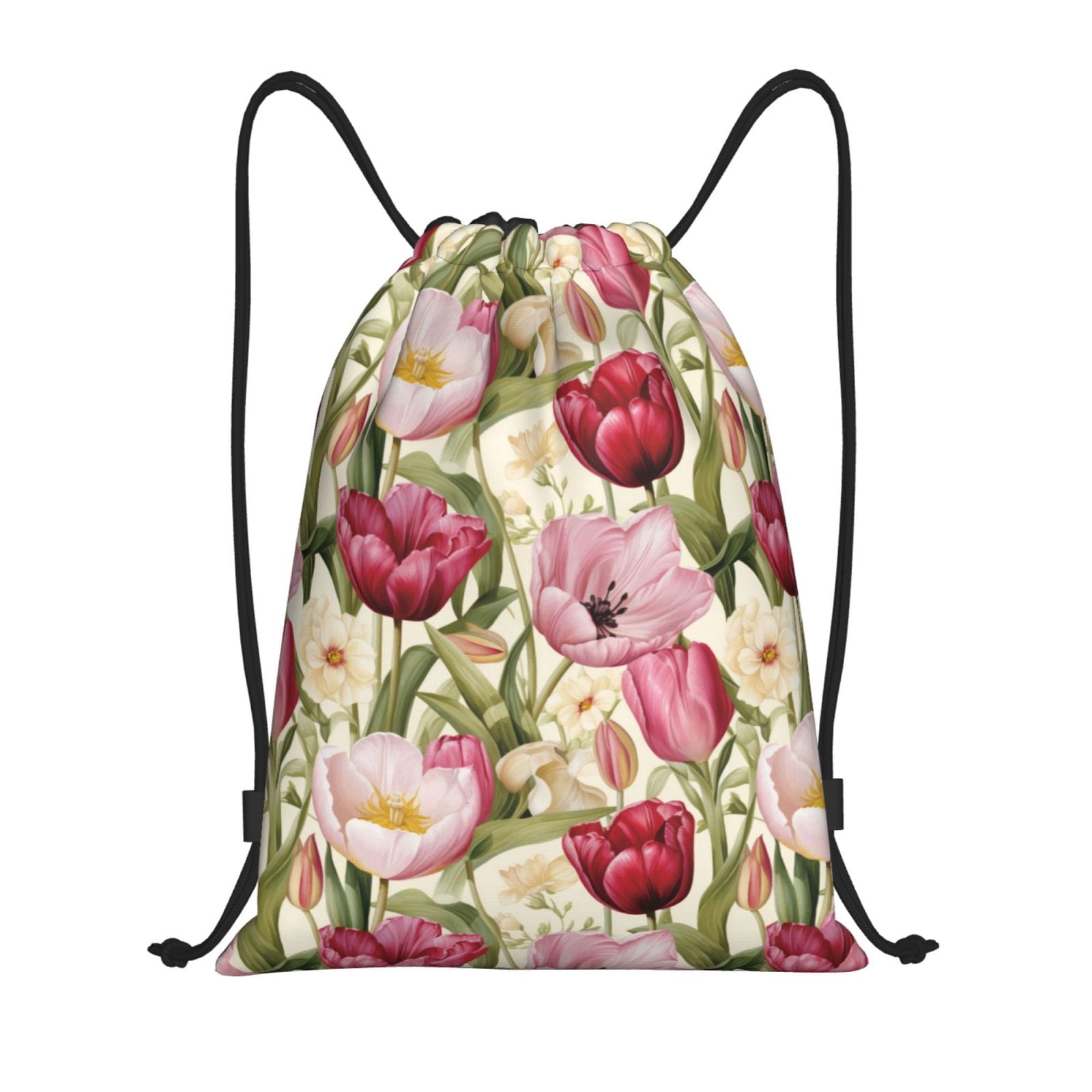 バッグ CirraSatinKukasta kukkaan drawstringbag Muka Nylon Waterproof Drawstring Backpack Gym Sack Cinch Bags with