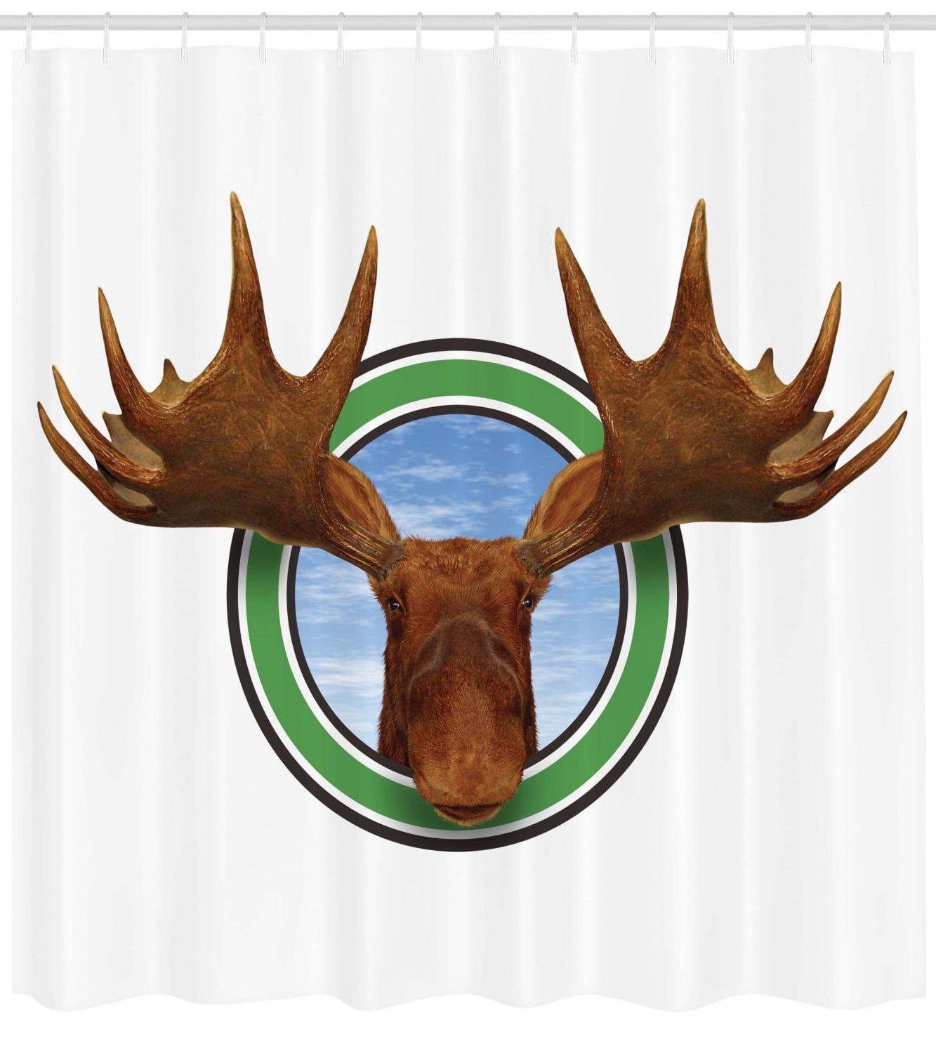 Moose Decor Shower Curtain Symbolic Northern Fauna Icon With Deer Head Humor Natural Preservation Image Fabric Bathroom Set Hooks 69w X 75l Moose Decor Shower Curtain Symbolic Northern Fauna Icon With Deer Head Humor Natural Preservation Image Fabric Bathroom Set Hooks 69w X 75l