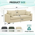 thumbnail image 6 of Lunale 79"L Corduroy Sofa, Deep Seat Sleeper Couch, 3-Seater Living Room Sofa, Cream, 6 of 10