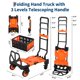 thumbnail image 3 of Portable 2-in-1 folding hand truck dolly con basket, retractable handle, 4 wheels, 330lb capacity - orange para moving & shopping, 3 of 7