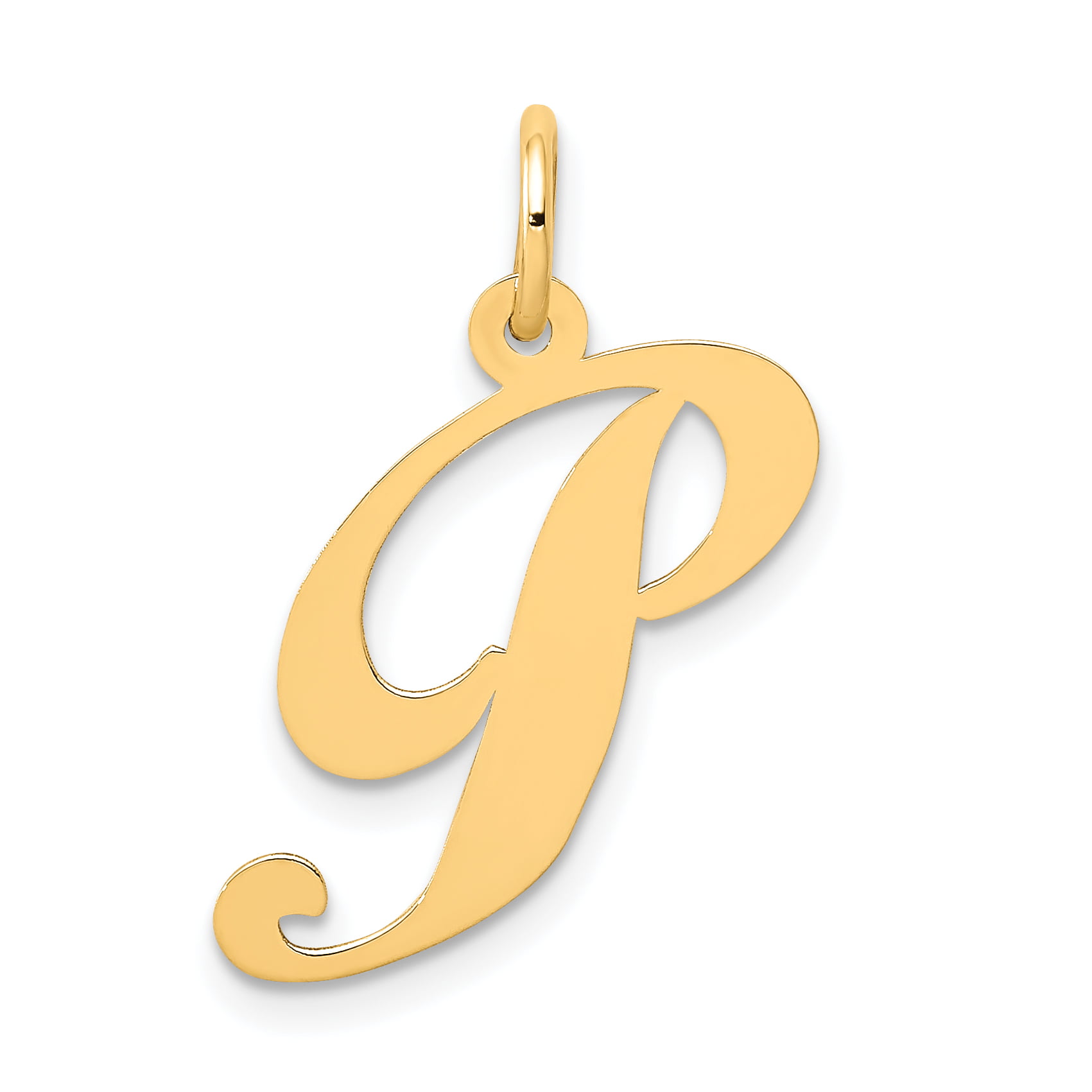 14k Yellow Gold Medium Script Initial Monogram Name Letter T Pendant Charm Necklace Fine Jewelry Gifts For Women For Her