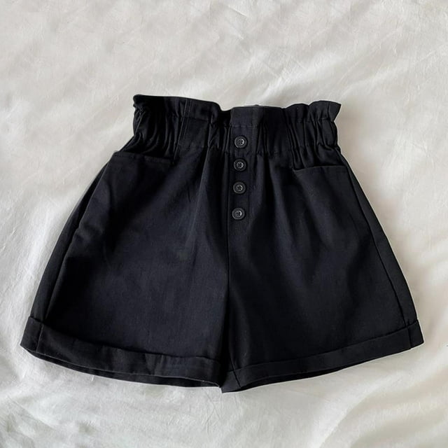 Girl Button Down Summer Shorts Fashion Ruffle Elastic High Waisted Solid Color Toddler Infant Girls Casual Clearance Sales Today Deals Prime