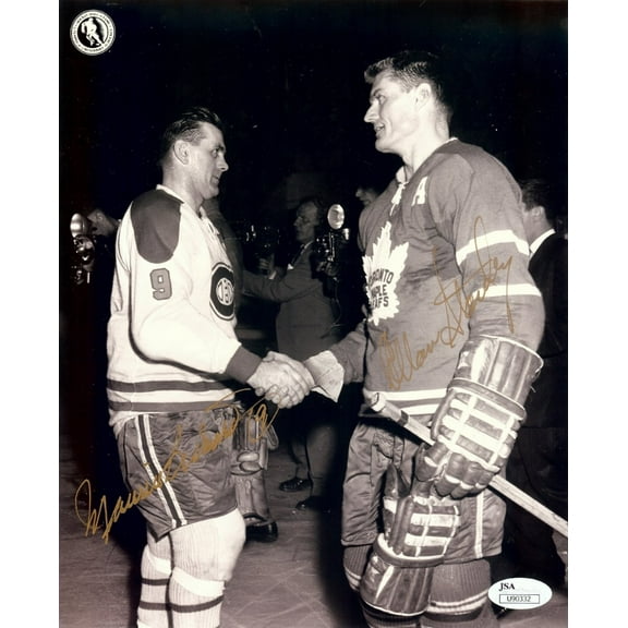 Maurice Richard Allan Stanley Dual Signed Autographed 8X10 Photo Habs Leafs JSA