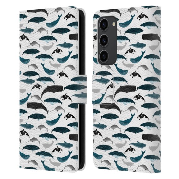 Head Case Designs Officially Licensed Andrea Lauren Design Sea Animals Whales Leather Book Wallet Case Cover Compatible with Samsung Galaxy S23 5G
