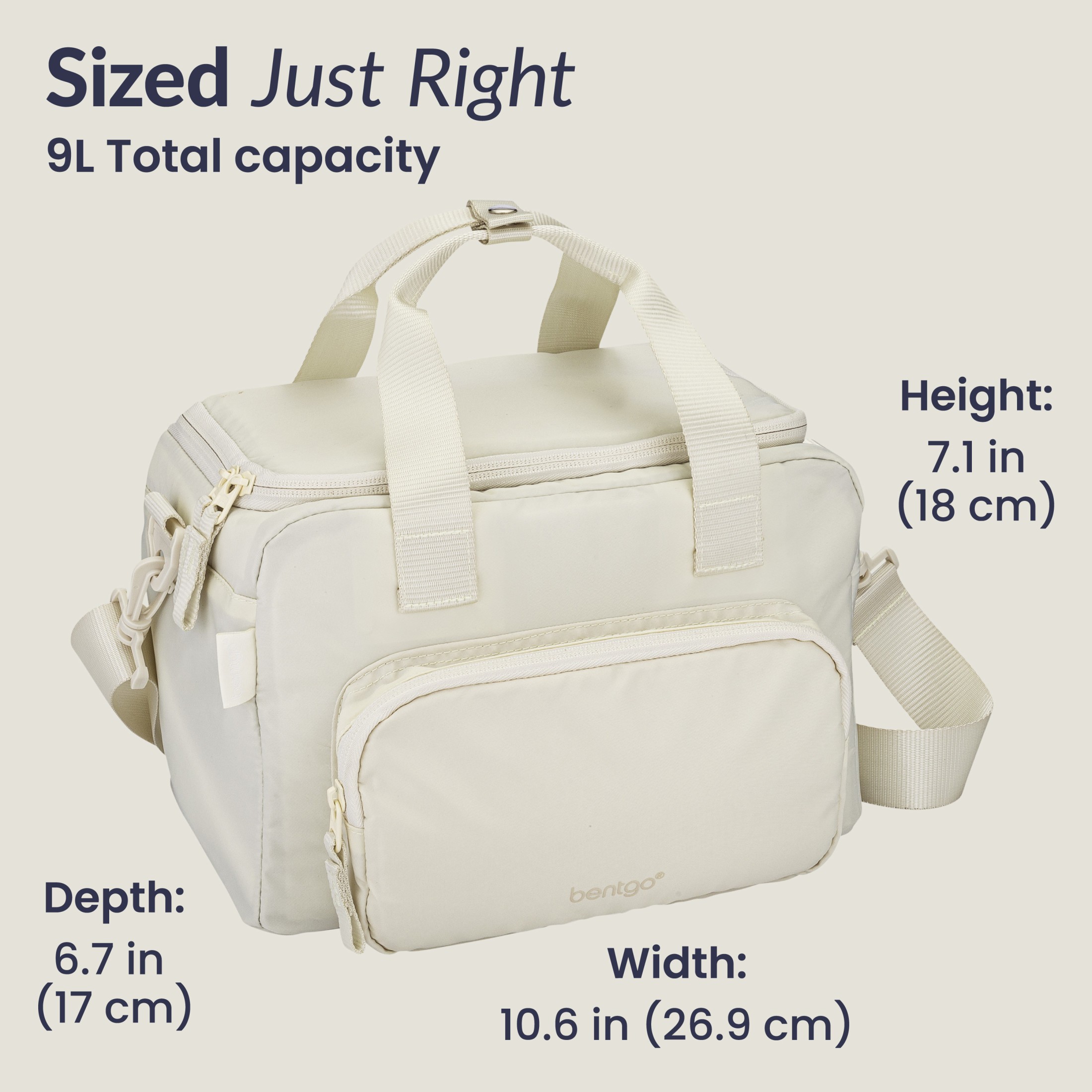 Bentgo Insulated Lunch Bag – Extra-Large Capacity Adult Lunch Bag with Shoulder Strap and External Storage Compartment, Durable, Lightweight, Ideal for Work, School, & Meals On the Go (Bone)
