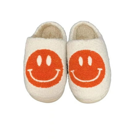 

Big Smiley Furry Slippers for Women House Couples Men Fluffy Slides Autumn Warm Plush Bedroom Ladies Cotton Shoes