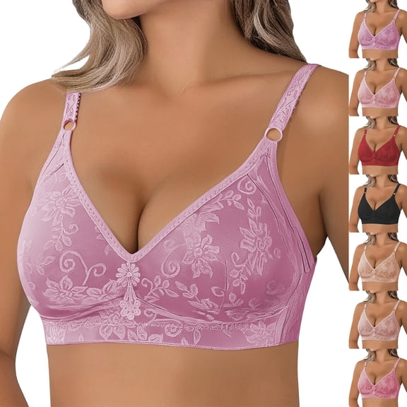 Gymayou Wire-Free Full Figure Bra for Middle-Aged Elderly Women Thin Full Coverage Brassiere Gentle Lift Anti-Sagging Bra with Side Support Beige L