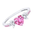 thumbnail image 2 of AFFY Simulated Pink Sapphire & White Natural Diamond Heart Ring In 10k White Gold, Ring Size-7, 2 of 2