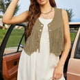thumbnail image 5 of Yigetop Fringe Vest Women Fringe Vest Women Faux Suede Open-Front Vintage Vest Sleeveless 70S Hippie Clothes Boho Western Jacket Fringe Tops for Women Brown L, 5 of 8