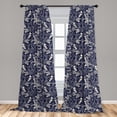 thumbnail image 5 of Ambesonne Persian Curtains, Curved Eastern Leaves, Pair of 28"x95", Navy Blue Cream, 5 of 5