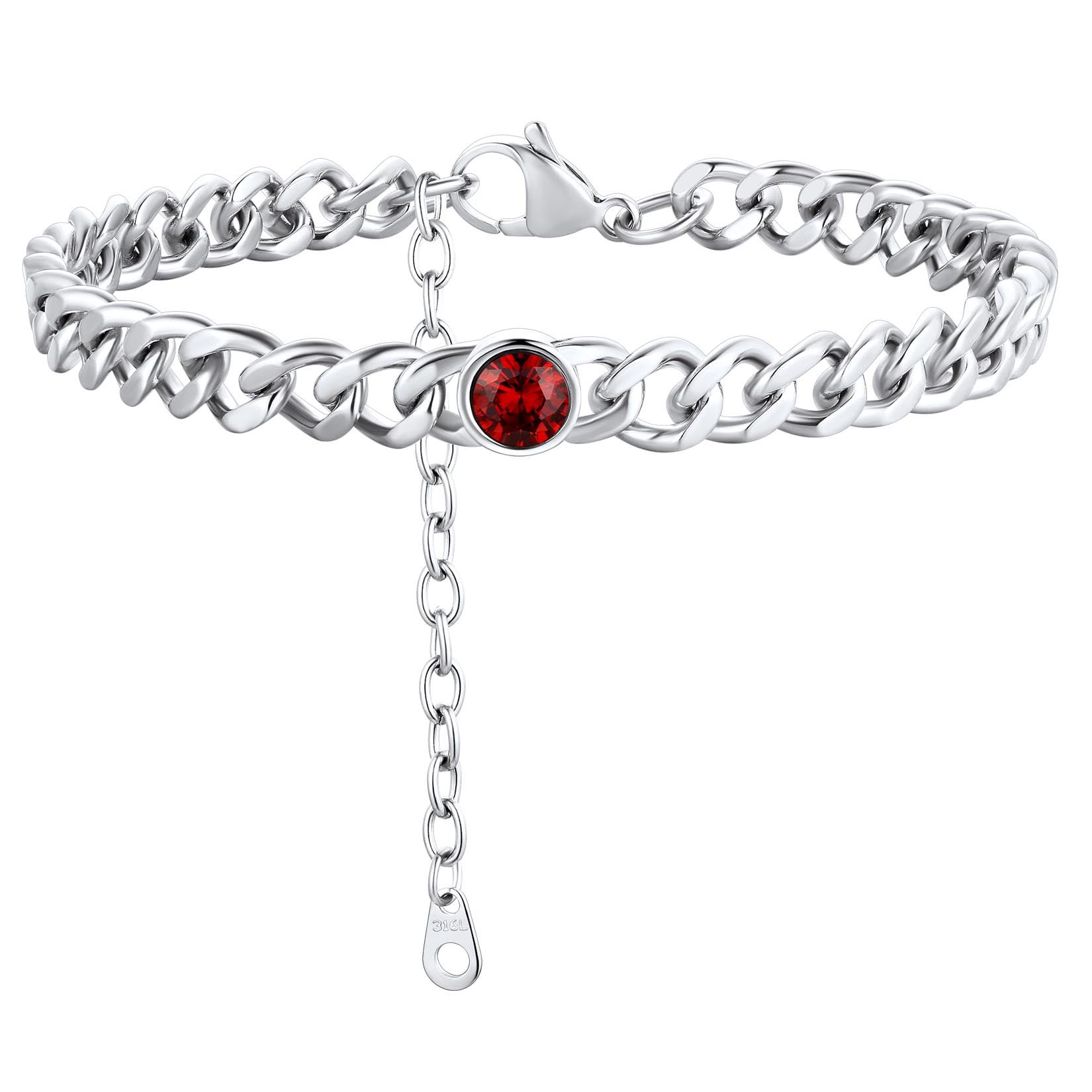 ChainsProMax 7mm Cuban Link Anklet for Men Women Birthstone Chain Ankle Bracelets, Stainless Steel