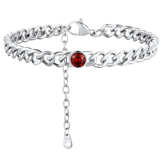 ChainsProMax 7mm Cuban Link Anklet for Men Women Birthstone Chain Ankle Bracelets, Stainless Steel