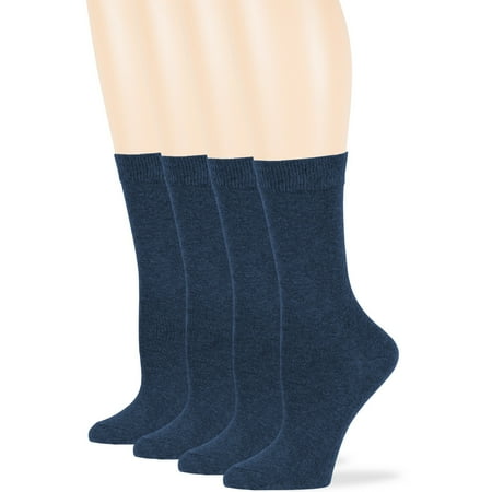 

Womens Cotton Dress Crew Socks Light Navy Medium 9-11 4 Pack