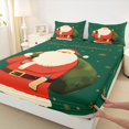 thumbnail image 3 of Homewish Cute Santa Claus Twin Sheet Sets, Vintage Green Red Christmas Twin Fitted Sheet, Western Winter Festival Flat Sheet, Microfiber Bedroom Decor, 3-Piece, 3 of 7