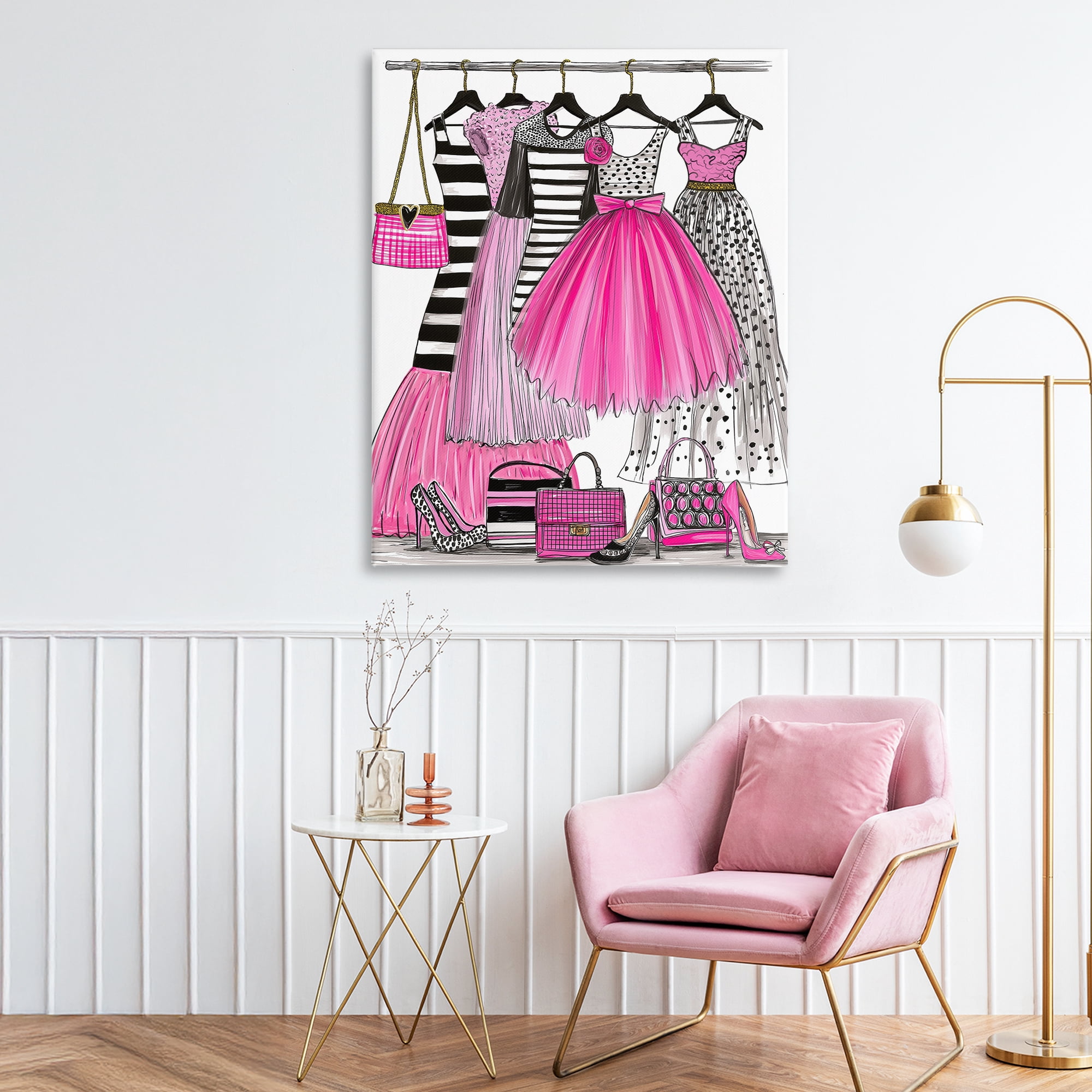 Stupell Industries Chic Pink Tulle Dresses Canvas Wall Art, design by Jess Stempel