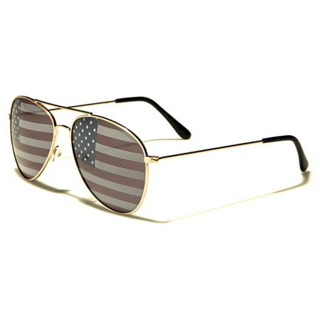 American USA Flag Aviator Sunglasses Patriotic United States Stars Stripes Black