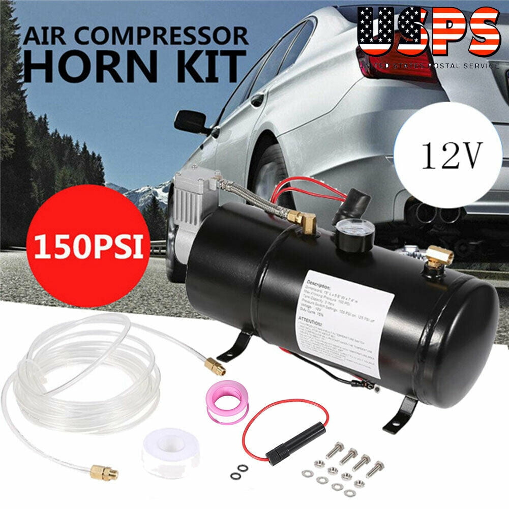 12V TRUCK PICKUP ON BOARD AIR HORN AIR COMPRESSOR 150PSI WITH 3 LITER
