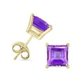 thumbnail image 3 of Paris Jewelry 18K Yellow Gold 2ct Amethyst Square 18 Inch Necklace and Earrings Set Plated, 3 of 5