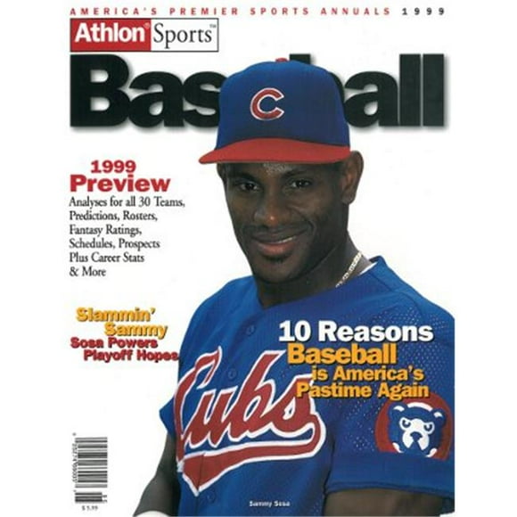 CTBL-013034 Sammy Sosa Unsigned Chicago Cubs Sports 1999 MLB Baseball Preview Magazine
