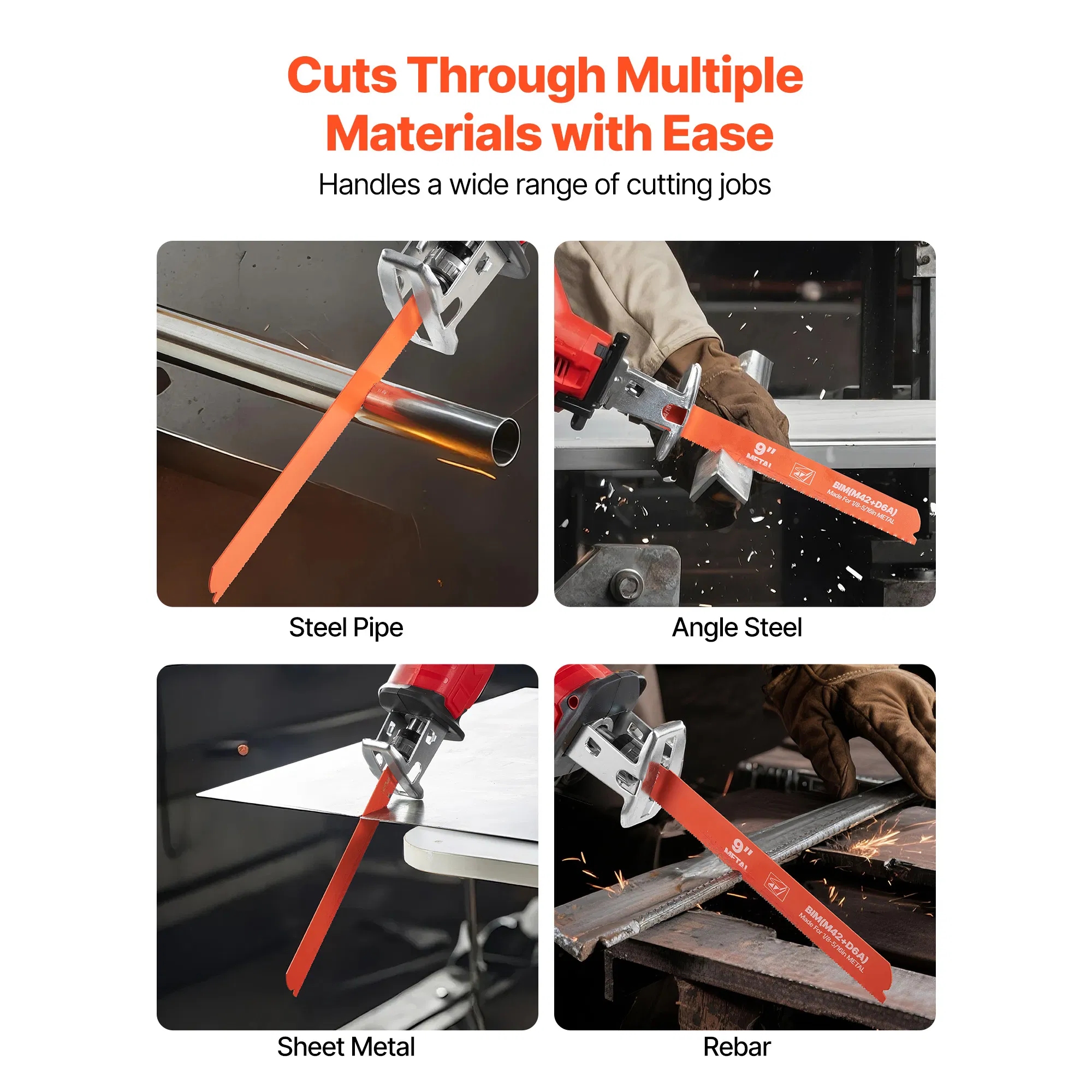 25-Pack Bi-Metal Reciprocating Saw Blades with Universal Shank,14/18 TPI Sharp Teeth for Fast,Smooth Cuts on Medium Metals 1/8-5/16 inch,Orange