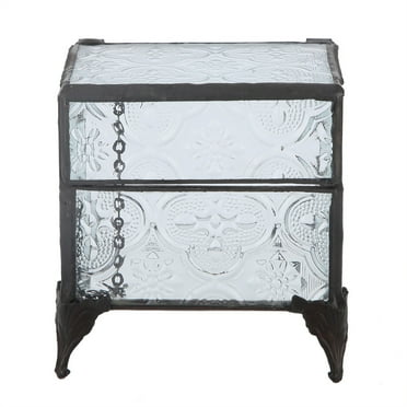 Stained Glass Trinket Jewelry Display Box - Crystal Ring Storage Organizer