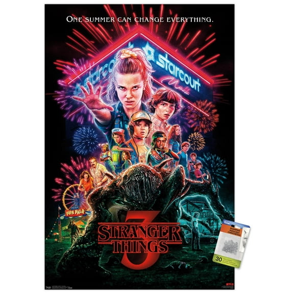 Netflix Stranger Things: Season 3 - One Sheet Wall Poster with Push Pins, 22.375" x 34"