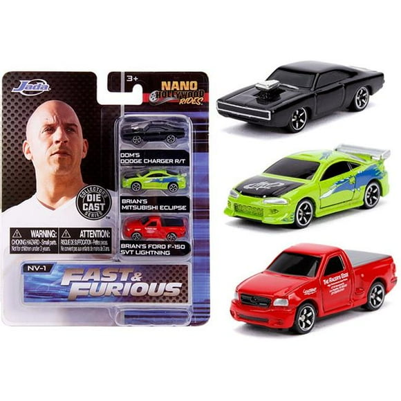 Fast & Furious 1.65" Nano 3-Pack Die-cast Cars, Toys for Kids and Adults