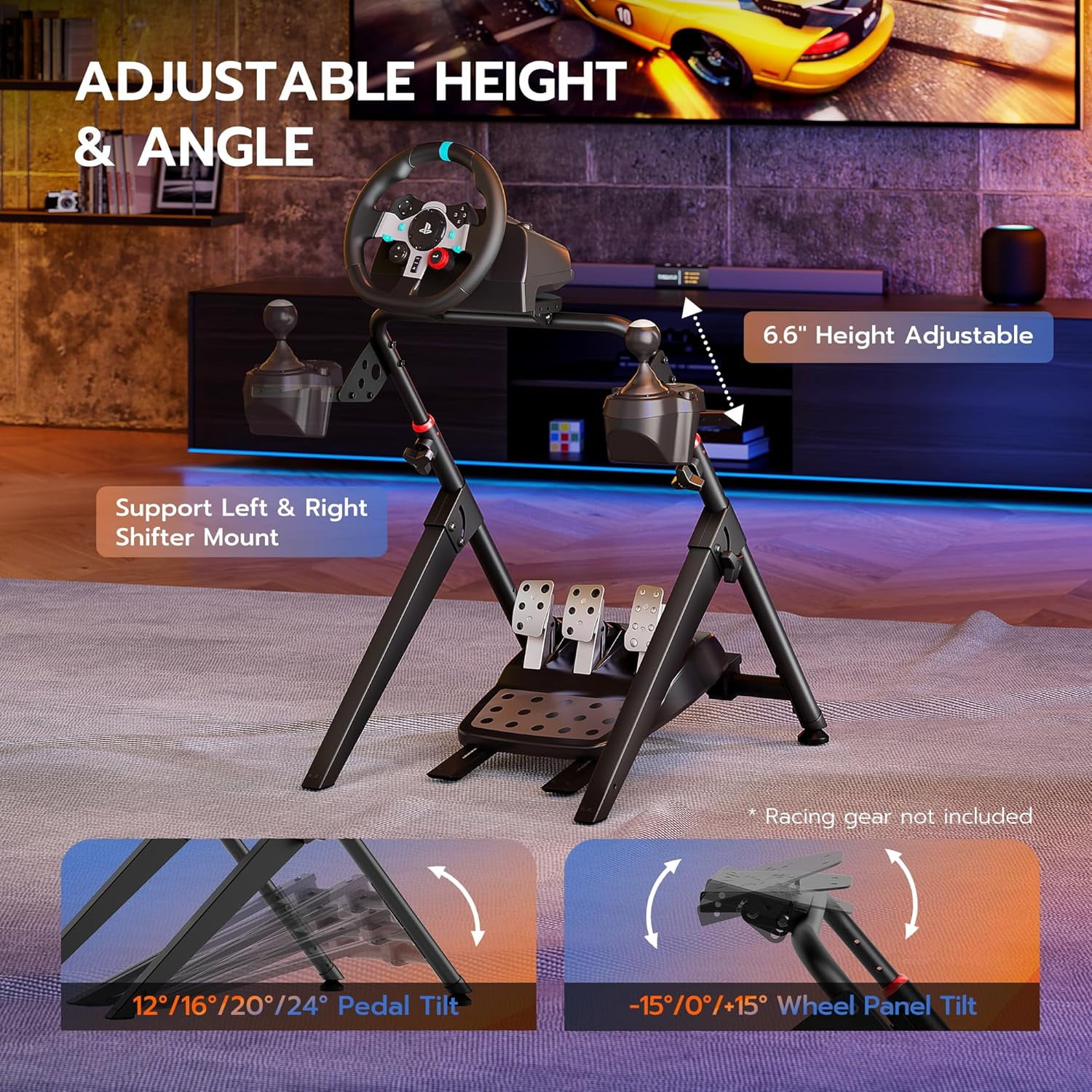 ARES WING Foldable Sim Racing Wheel Stand, Universal Racing Simulator Cockpit for PS5 PS4 Xbox PC, Adjustable Formula & GT Wheel Stand Compatible with Fanatec Thrustmaster Logitech Moza
