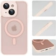 thumbnail image 6 of Compatible with iPhone 15 Magnetic Frosted Case with Camera Lens Film Compatible with MagSafe Wireless Charging Case Men Women Translucent Matte Shockproof Phone Cover, Pink, 6 of 14