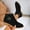 Black, variant on Viluyesy Womens Ankle Booties, Low Heeled Suede Leather Zipper Pointed Toe Fall Winter Fashion Shoes Black