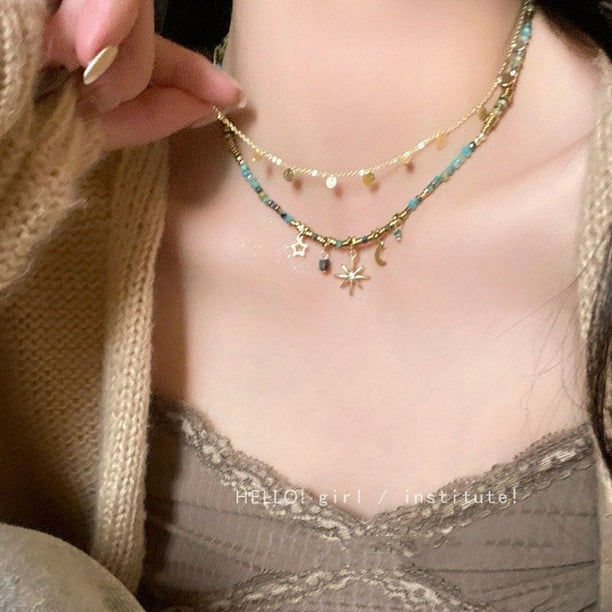 Collar de otoño e invierno nuevo collar de cadena de clavícula de perlas mujeres doblan cadenas de suéter de cuello