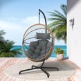 thumbnail image 6 of Oversized Egg Swing Chair with Stand, Hanging Swing Chair, Foldable Hammock Chair with Steel Frame, 350LBS Capacity for Patio Garden Bedroom, Beige, 6 of 13