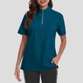 thumbnail image 5 of Women's Zip-Front Stand Collar Scrub Top – Lightweight Comfortable Top with Well-Placed Pockets Dark Blue XL, 5 of 5