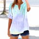 thumbnail image 1 of mfyjkho Tops Bohemios Para Mujer, Camiseta Informal Estampada De Manga Corta Con Botones Y Cuello En V Para Mujer Tops Para Salir Xl, 1 of 5