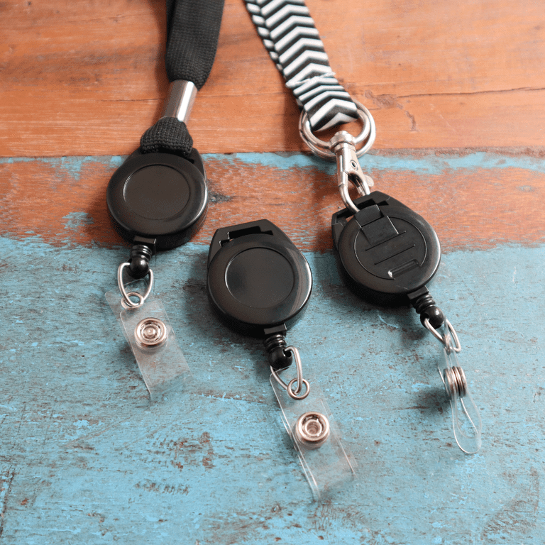 5 Pack - Retractable Badge Reel with Lanyard Attachment Slot -Attach Your Neck Chain, Metal Hook, Key Ring or Strap Clip Through Top Slot for Extendable Badge or Keycard Access by Specialist ID