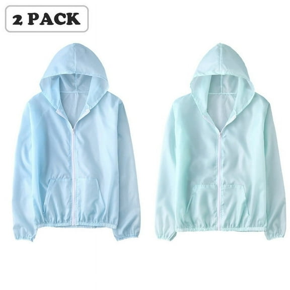 2 PACK Women's Sun Protection Clothing Zip Up Lightweight Hoodie Hiking Sun Shirt,Ultra-Thin, Breathable And Quick-Drying Outdoor Sun Protection Jacket,Suitable For Weight 35-65kg