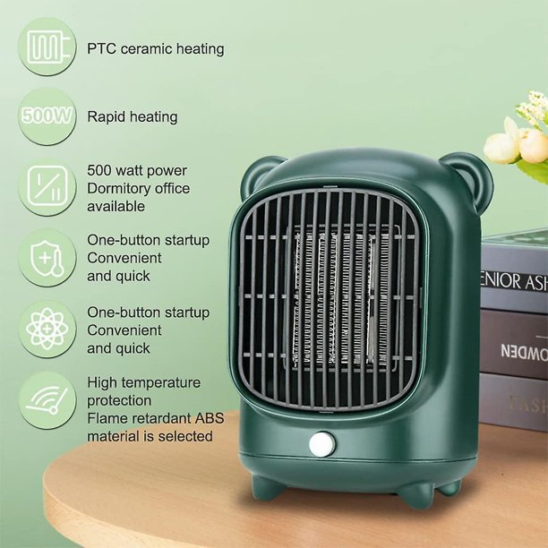 Calentador de espacio Calentador de ventilador, Mini calentador de cerámica eléctrico ecológico de 500 vatios, Protección múltiple, Calentador eléctrico económico para oficina, dormitorio, sala de estar, ba?o LingWen 8390605792755